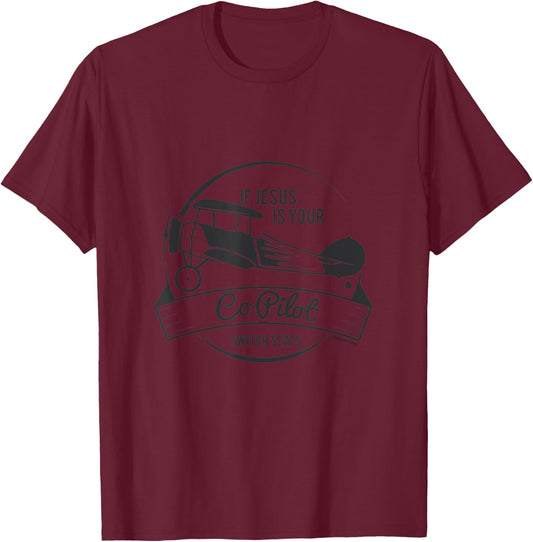 Cool Christian Aviator Pilot T Shirt Gift T-Shirt - T-Shirt | Maroon