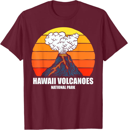 Camping Hiking Retro Vintage Hawaii Volcanoes National Park T-Shirt - T-Shirt | Maroon