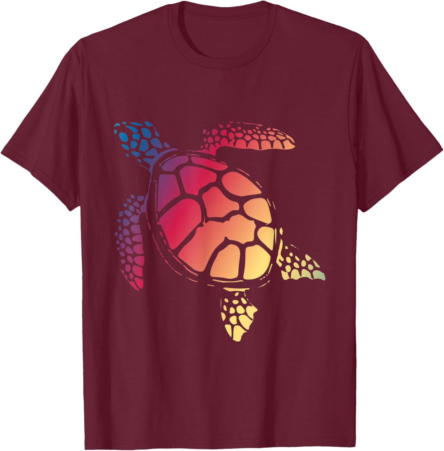 Turtle Art Colorful Sea Reptile Nature Gift Turtle T-Shirt - T-Shirt | Maroon