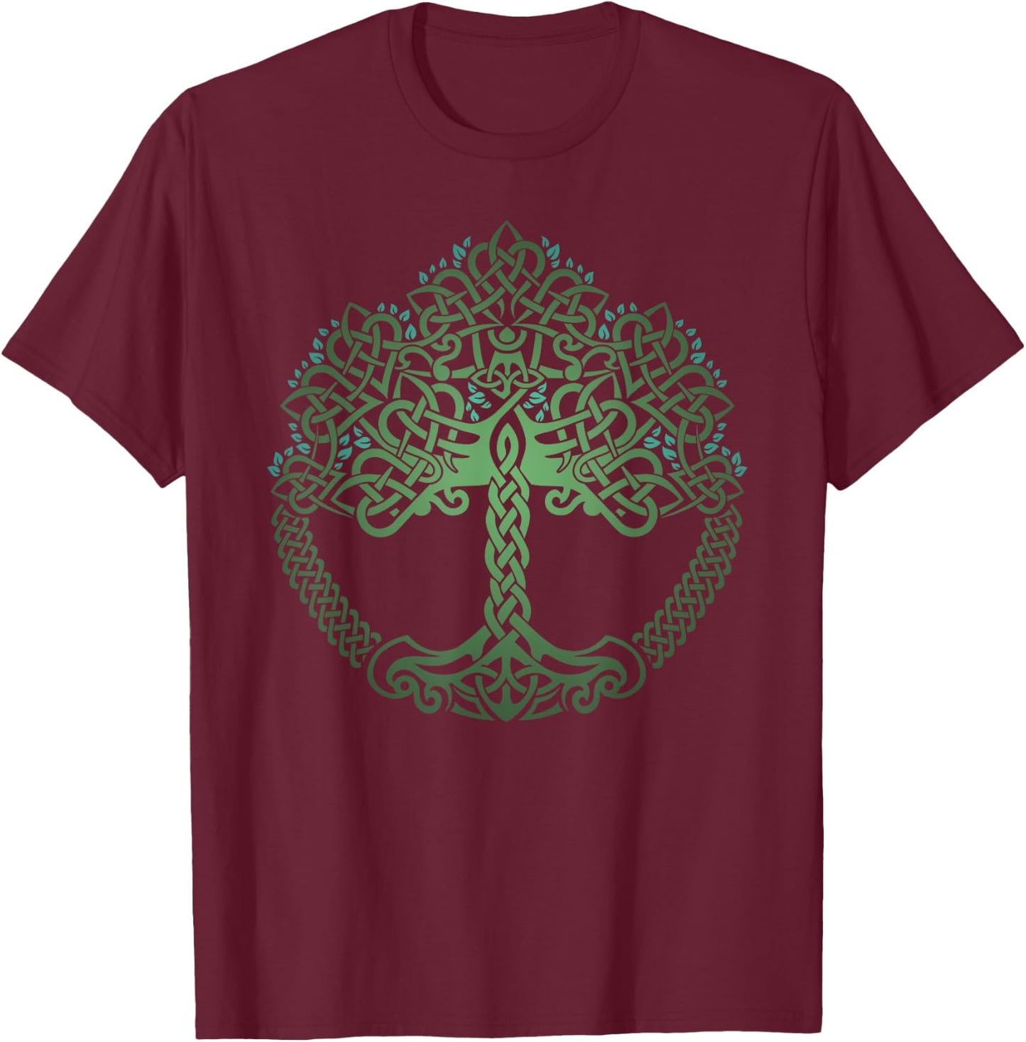 Viking Celtic Knotwork Tree of Life T-Shirt - T-Shirt | Maroon