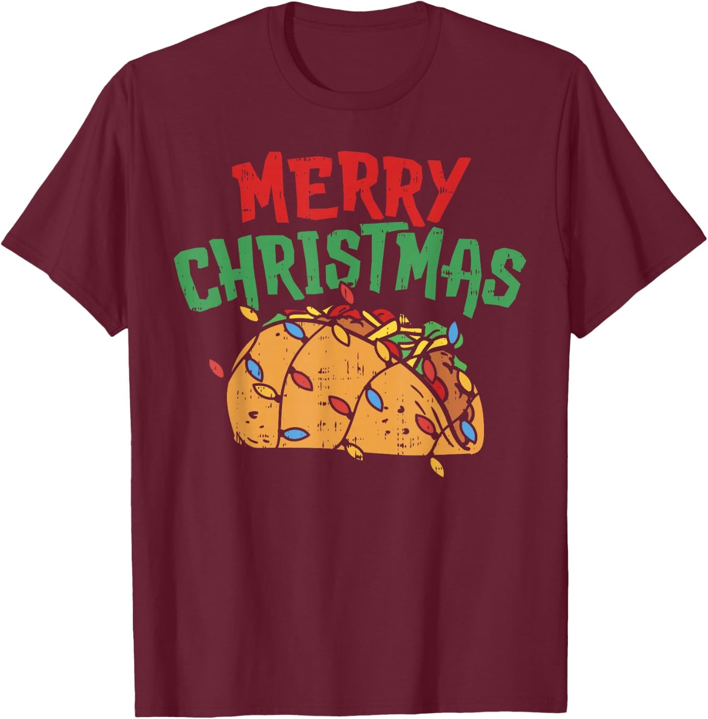 Merry Christmas Taco Shirt Mexican Lover Foodie GIft T-Shirt - T-Shirt | Maroon
