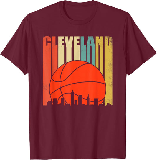 Vintage Cleveland Basketball Shirt Ohio T-Shirt - T-Shirt | Maroon