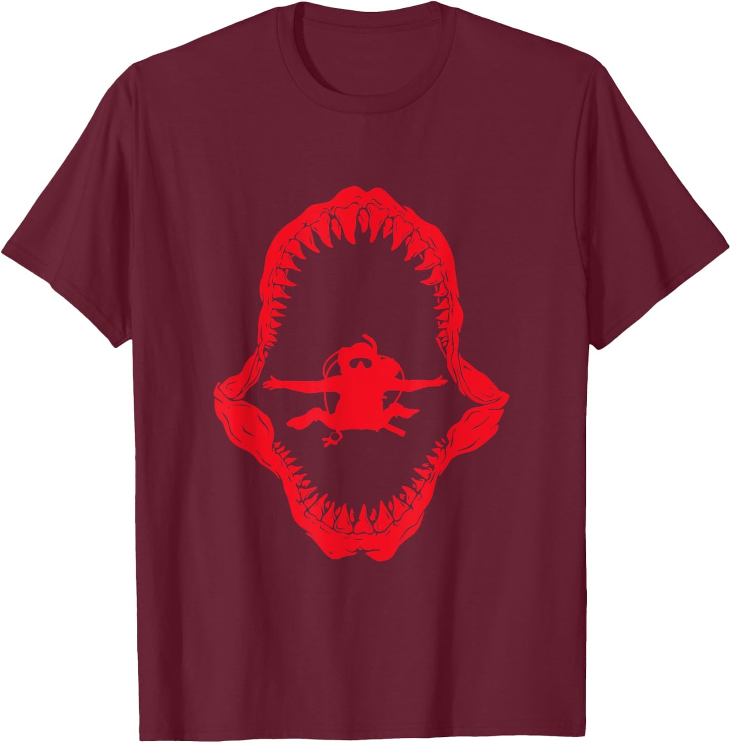 Shark Diving Scuba Diver Gift Underwater Deep Sea Dive T-Shirt - T-Shirt | Maroon