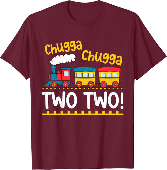 Kids 2nd Birthday Boy Train Chugga Chugga Two Two Toddler T-Shirt - T-Shirt | Maroon