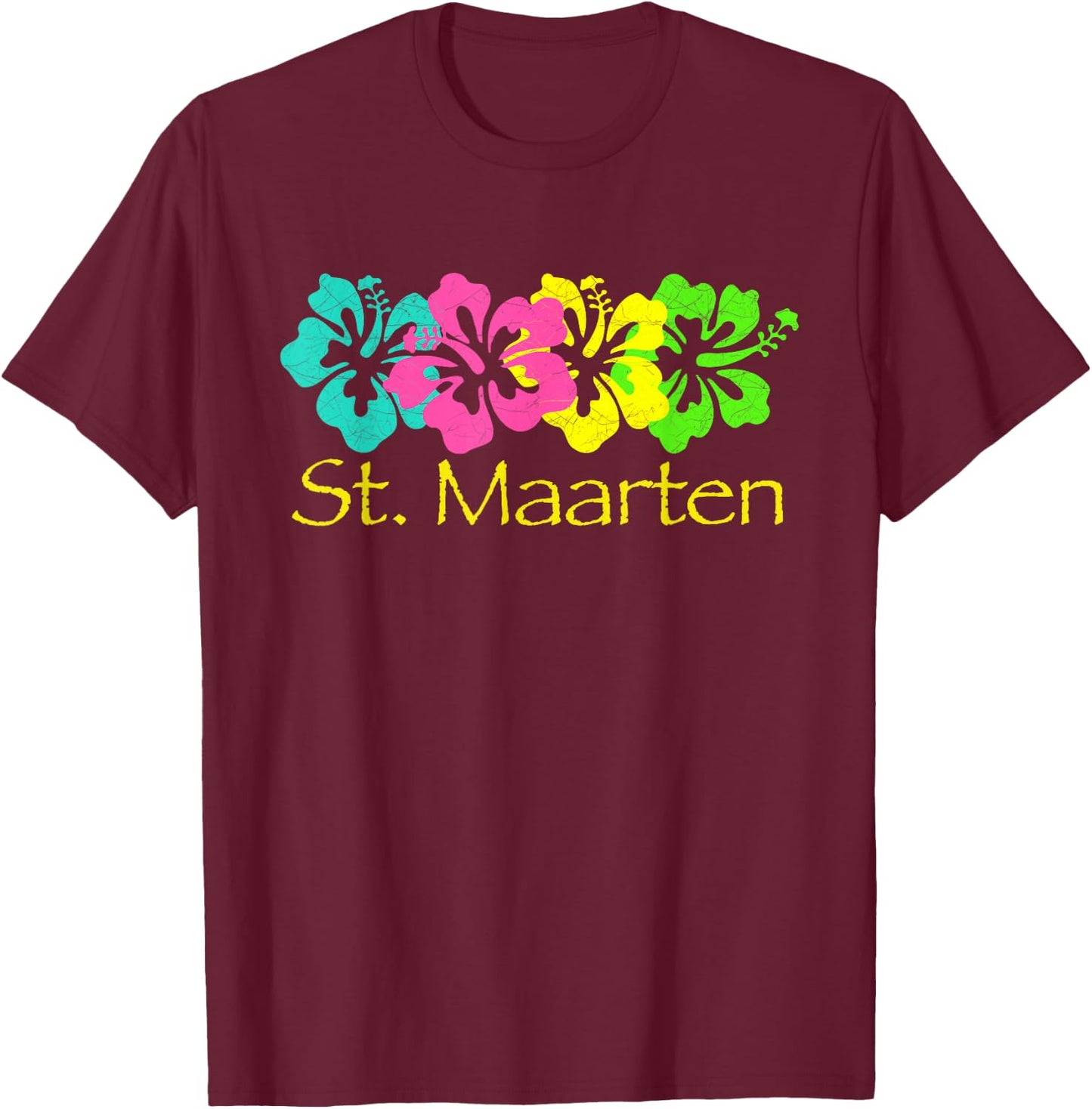 St. Maarten Tropical Beach / St Maarten Surf T-Shirt - T-Shirt | Maroon