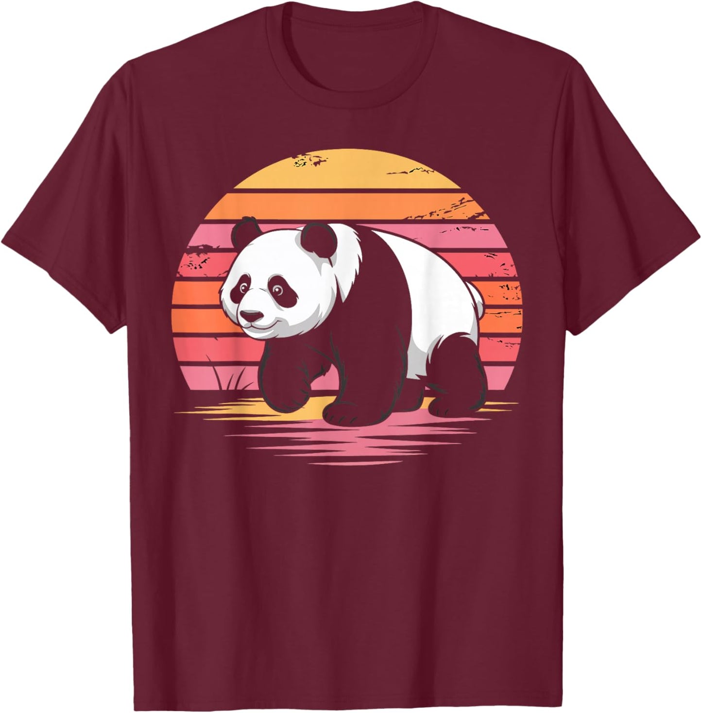 Retro Panda Lover Vintage Sunset Summer Vibes Gifts for Kids T-Shirt - T-Shirt | Maroon
