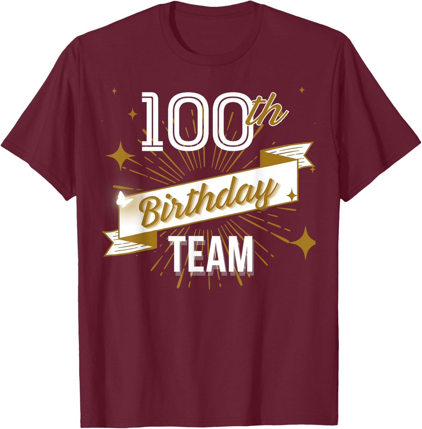 100th Birthday Crew 100 Years Old Attend Bday Party Vintage T-Shirt - T-Shirt | Maroon
