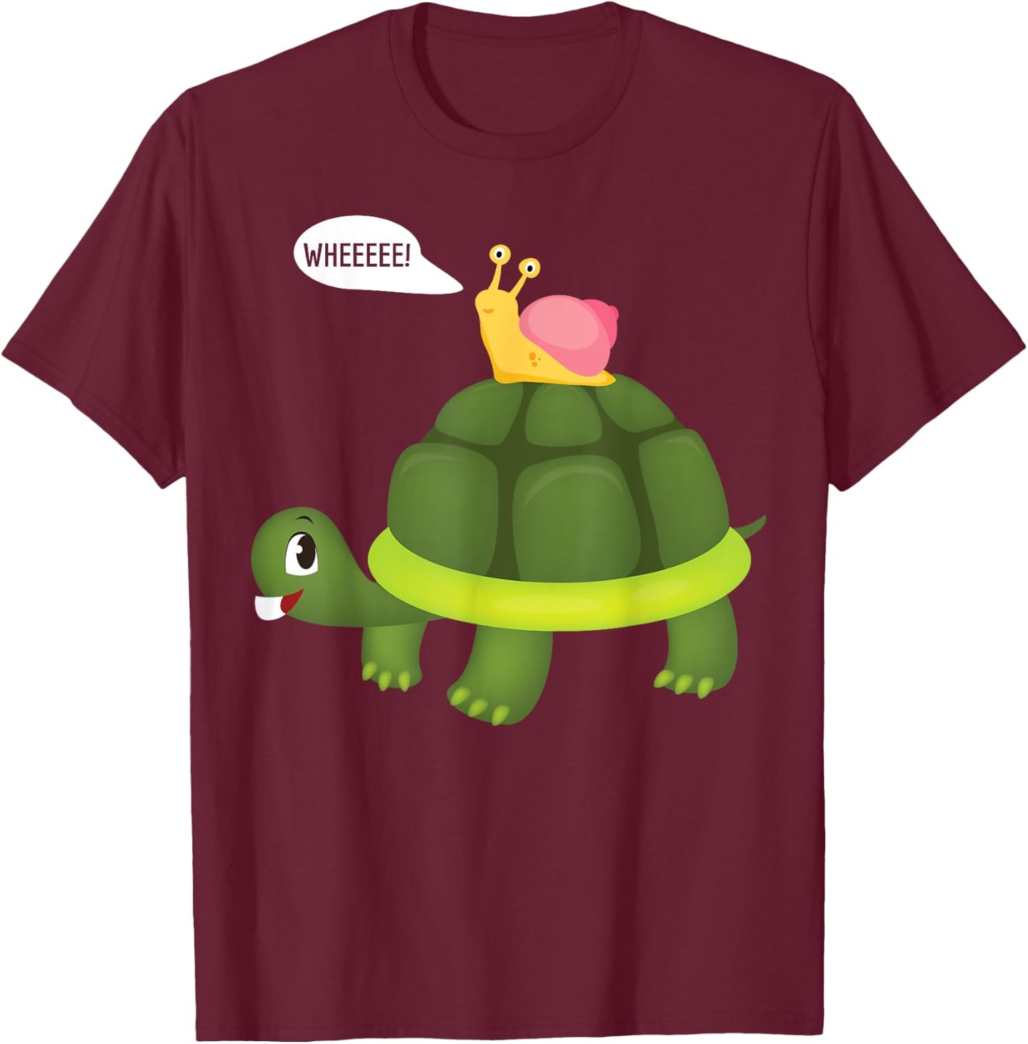 Snail Riding Turtle Funny Shirt T-Shirt - T-Shirt | Maroon