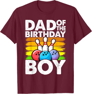 Dad of the Birthday Boy Matching Family Bowling Birthday T-Shirt - T-Shirt | Maroon