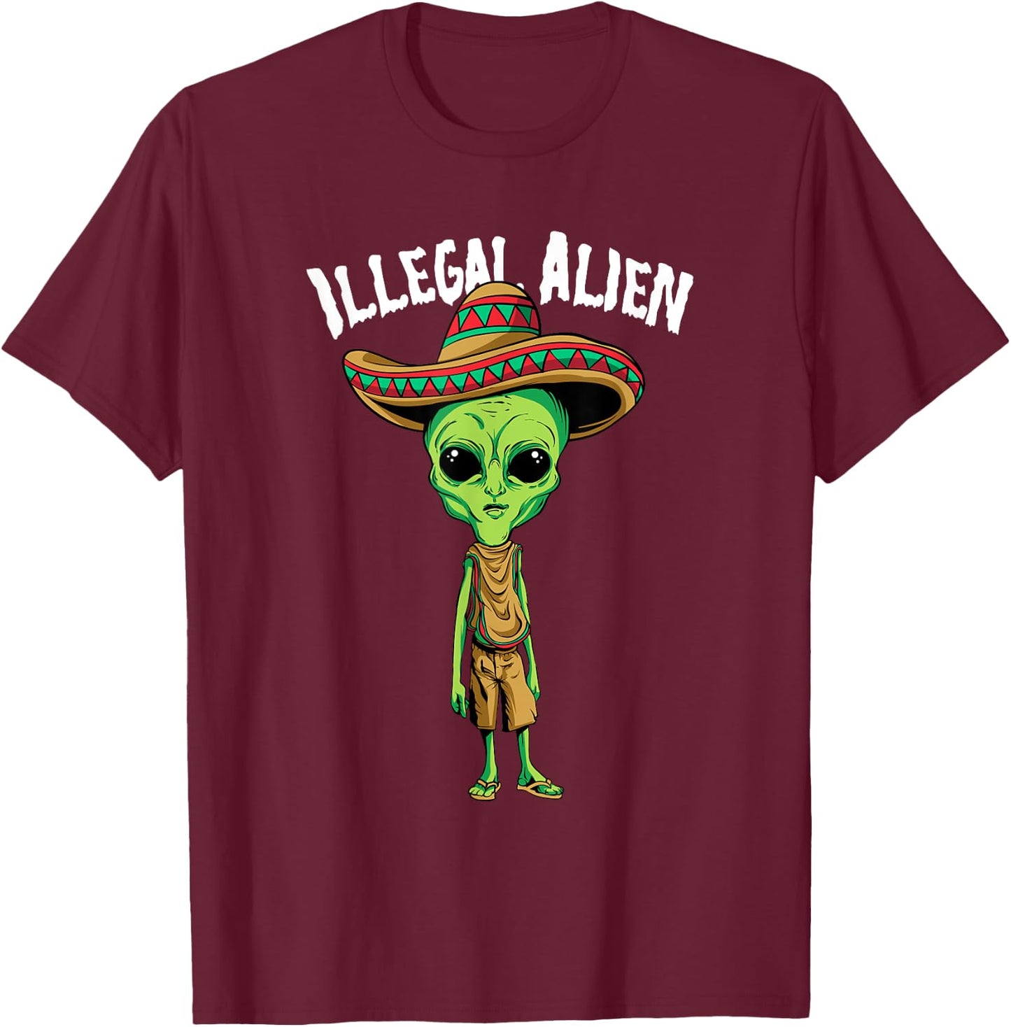 Funny Mexico Spanish UFO Illegal Alien T-Shirt - T-Shirt | Maroon