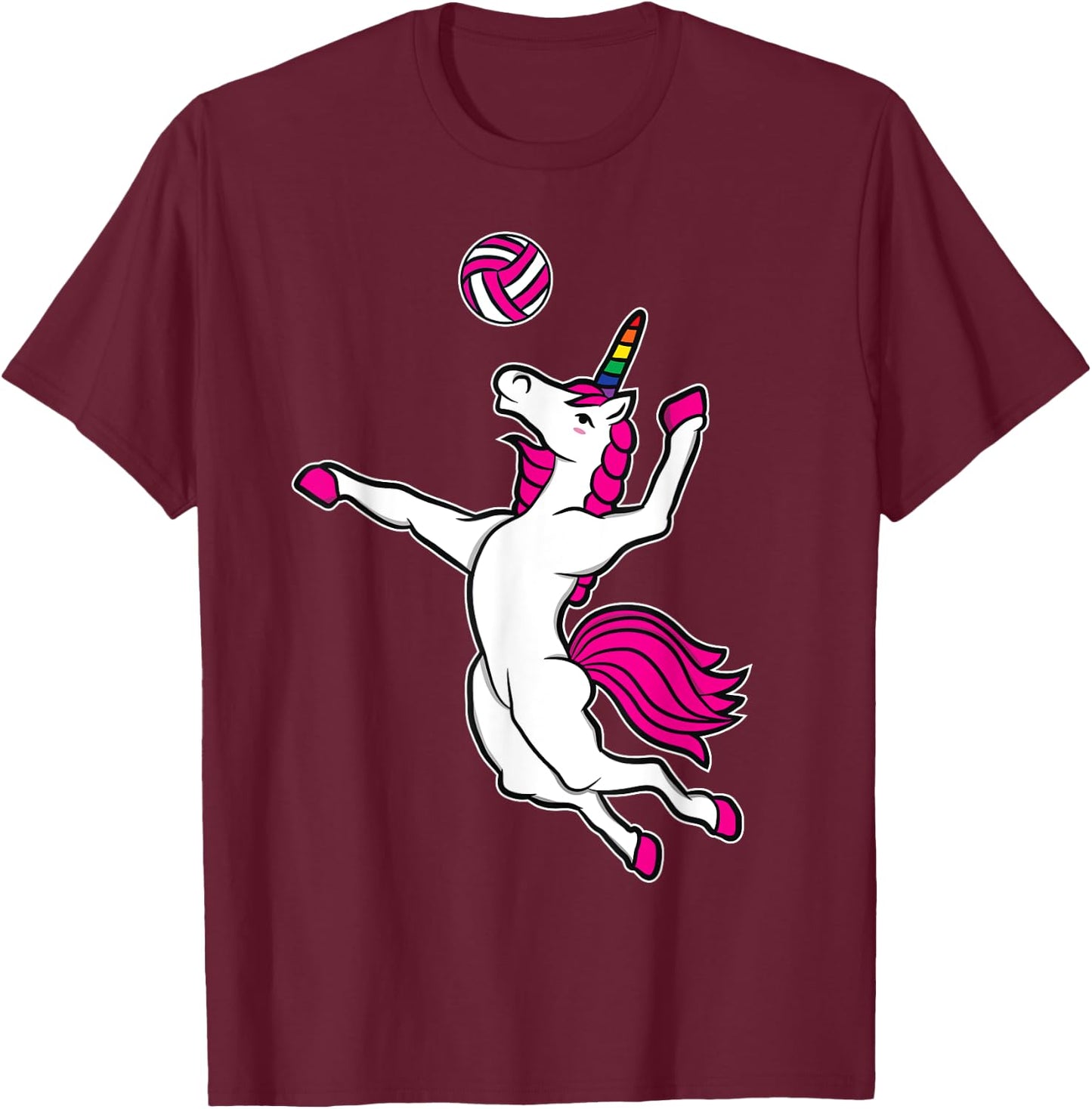 Funny Volleyball Unicorn For Volleyball Girls T-Shirt - T-Shirt | Maroon