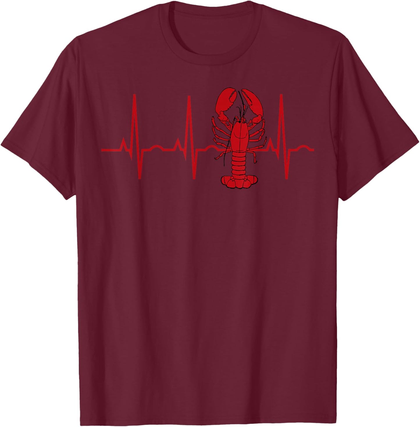 Lobster Heartbeat for Lobster Lovers T-Shirt - T-Shirt | Maroon