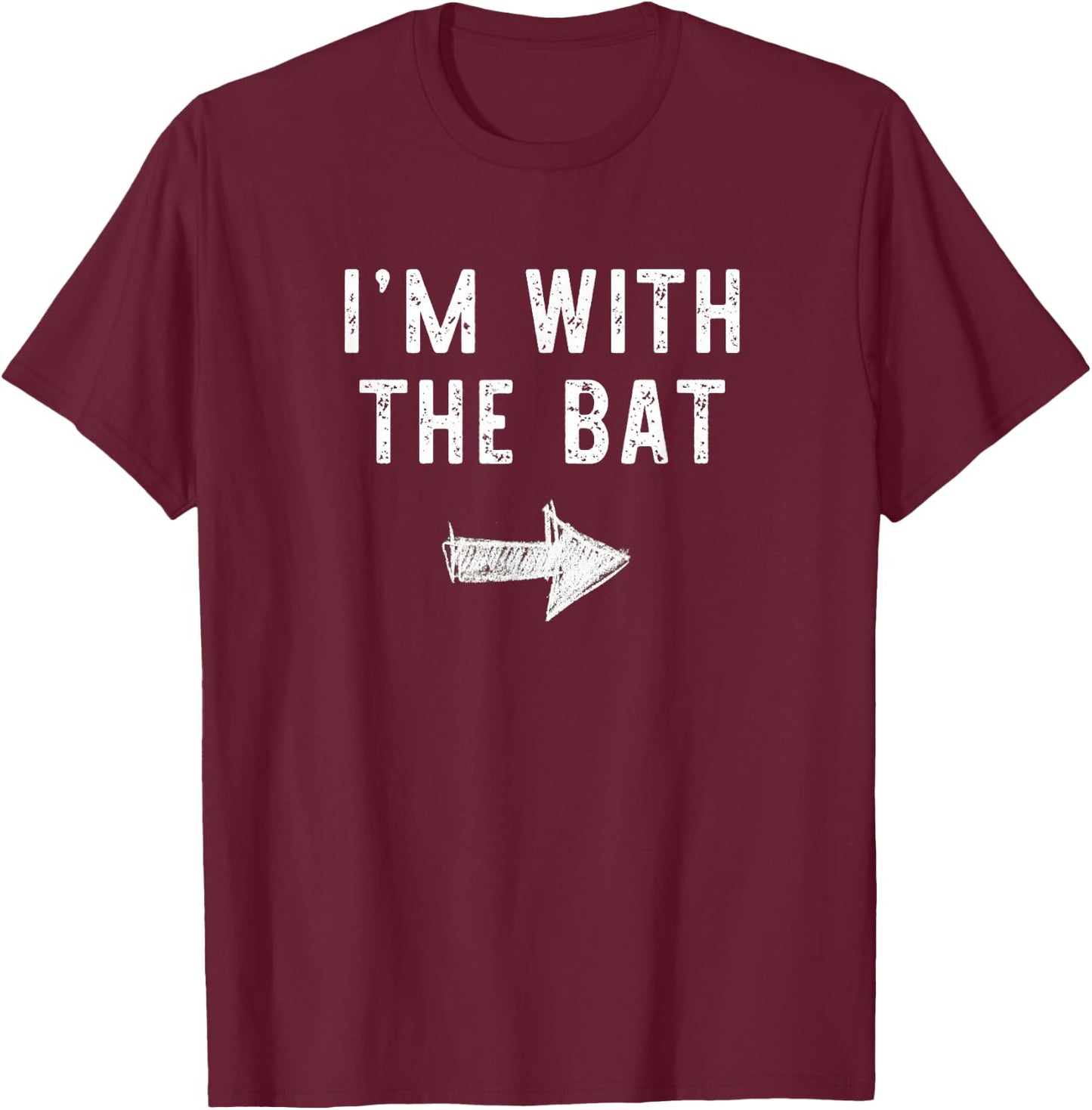I'm with The Bat Costume Halloween Matching Couple T-Shirt - T-Shirt | Maroon