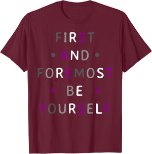 Asexual Pride Graphic with Empowering Quote and Ace Colors T-Shirt - T-Shirt | Maroon