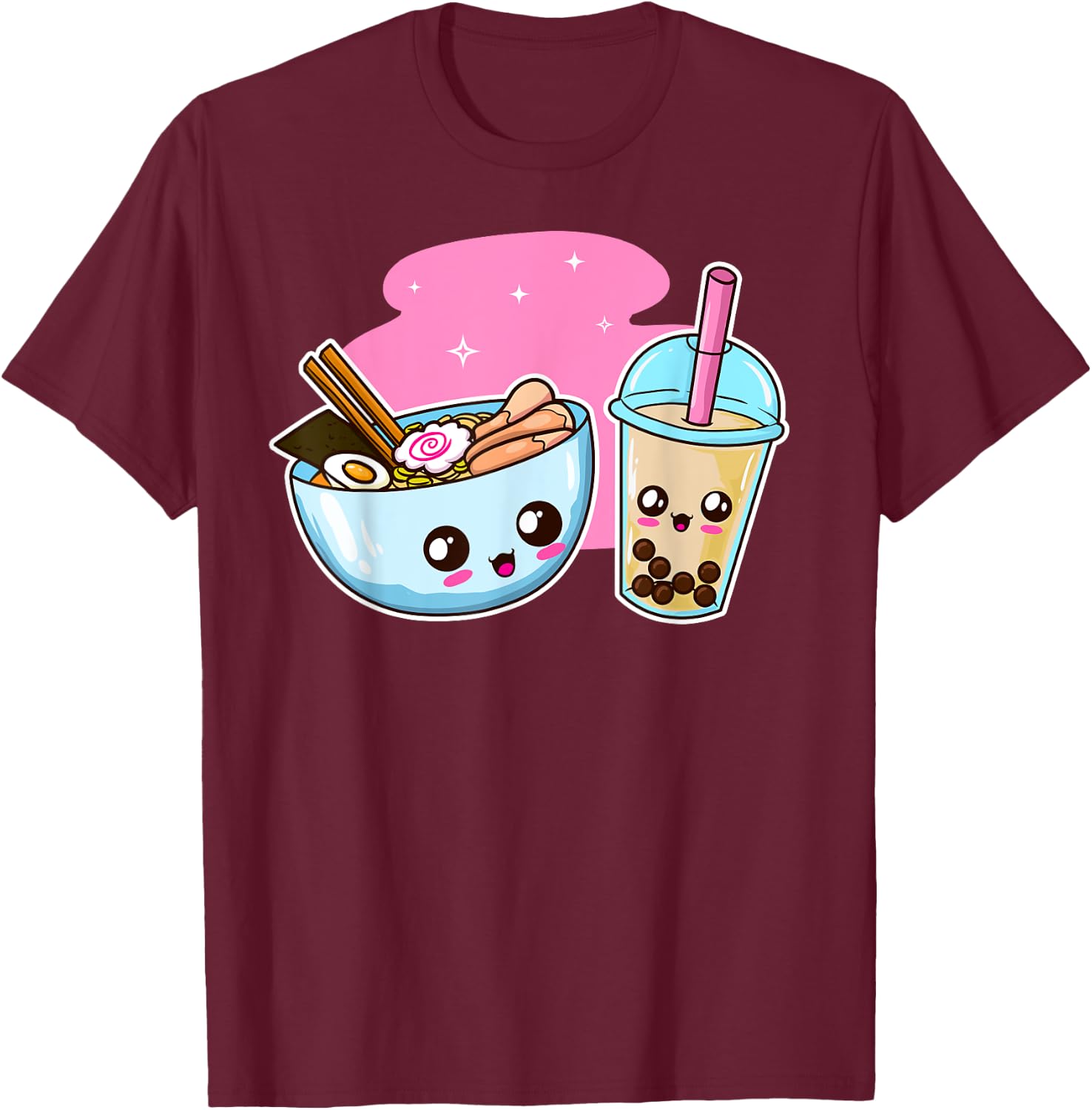 Ramen Bubble Tea Boba Japanese Noodles K-POP Merch Anime T-Shirt - T-Shirt | Maroon