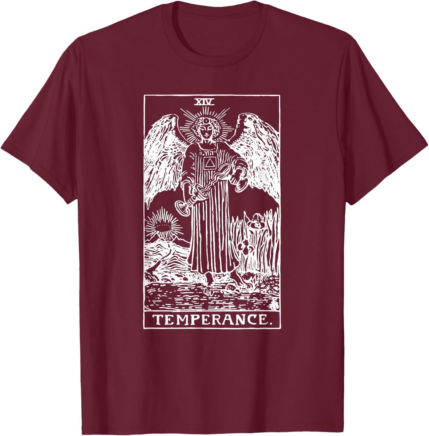 Temperance (Art) Tarot Card XIV T-Shirt - T-Shirt | Maroon