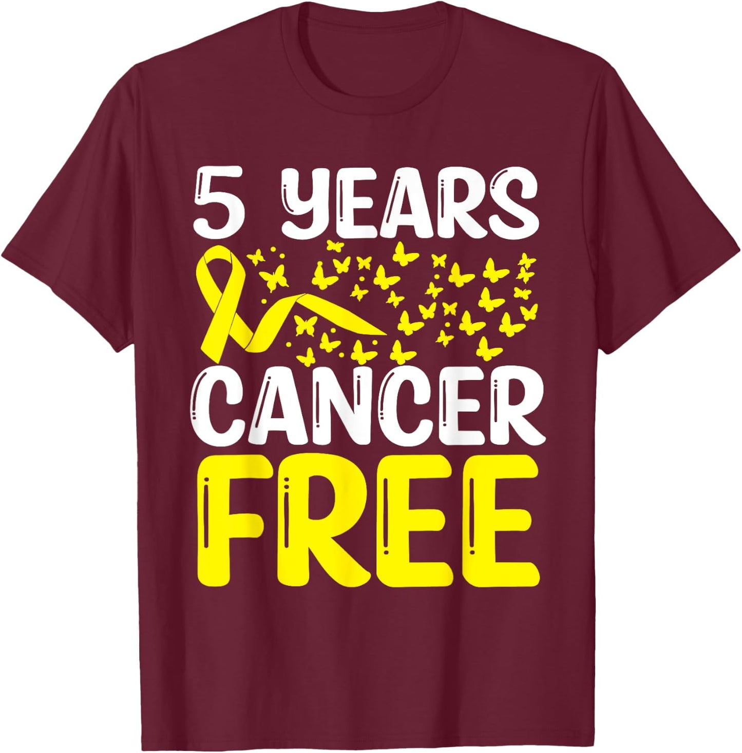 5 Years Childhood Cancer Free Neuroblastoma Survivor Ribbon T-Shirt - T-Shirt | Maroon