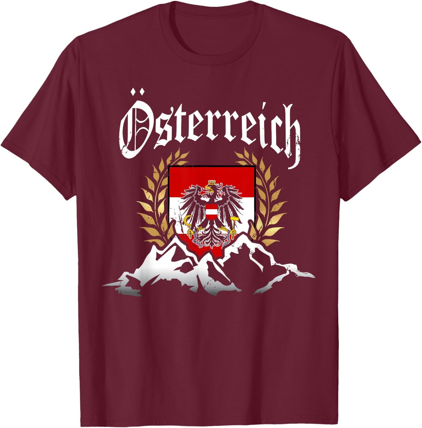 Austria Oesterreich with alps mountains men and women T-Shirt - T-Shirt | Maroon