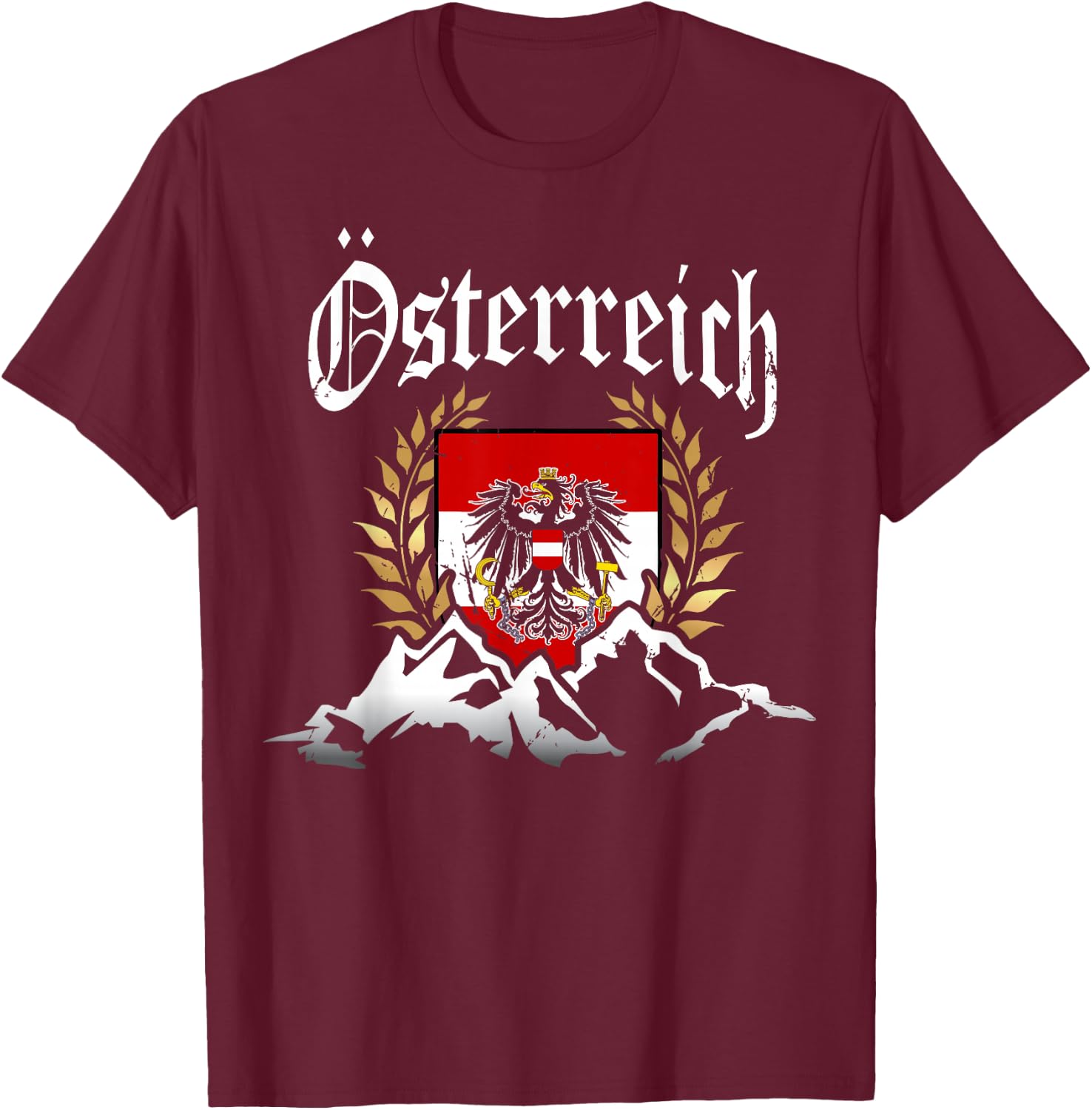 Austria Oesterreich with alps mountains men and women T-Shirt - T-Shirt | Maroon