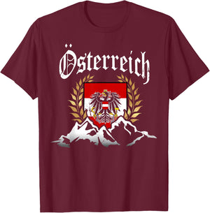 Austria Oesterreich with alps mountains men and women T-Shirt - T-Shirt | Maroon