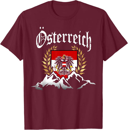 Austria Oesterreich with alps mountains men and women T-Shirt - T-Shirt | Maroon