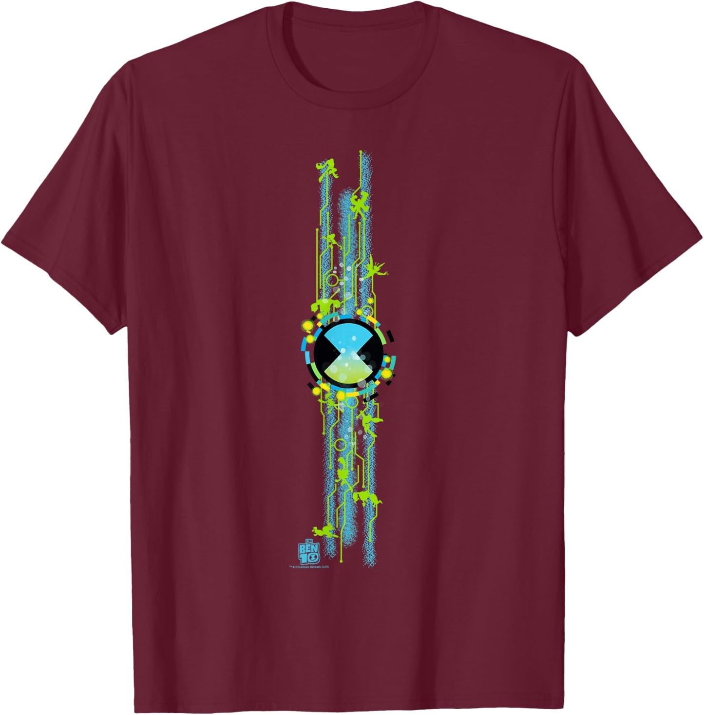 Ben 10 Ben Symbol Column T-Shirt - T-Shirt | Maroon