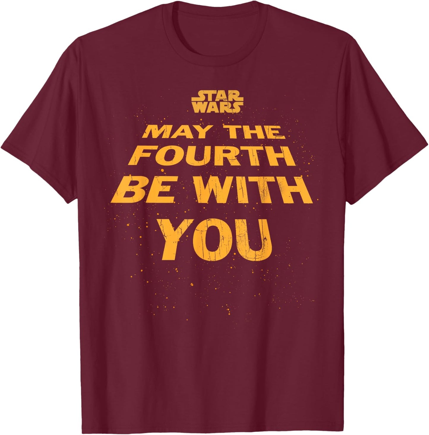 Star Wars May The Fourth Be With You Tilted Logo Poster T-Shirt - T-Shirt | Maroon
