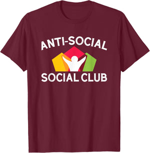 Funny Anti-Social Social Club T-Shirt - T-Shirt | Maroon