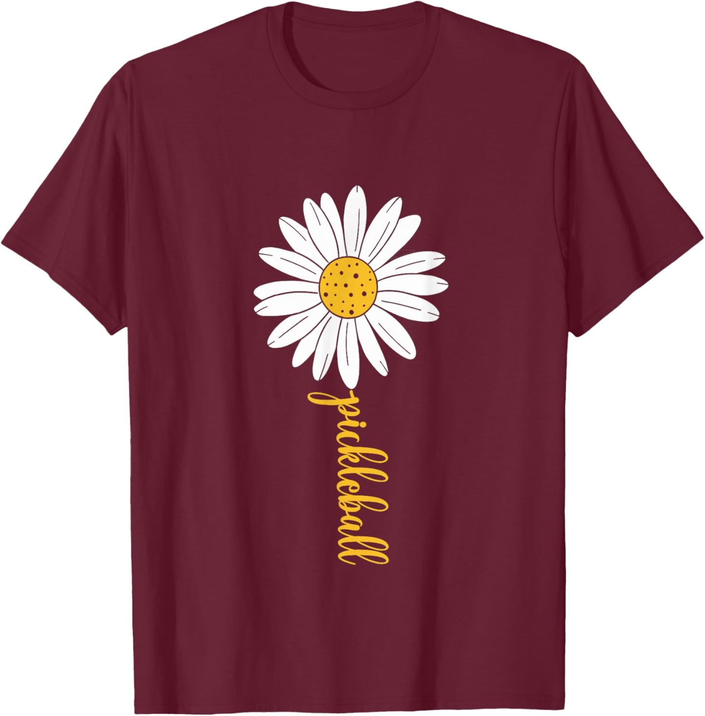 Pickleball Daisy Flower Pickleball Lover T-Shirt - T-Shirt | Maroon