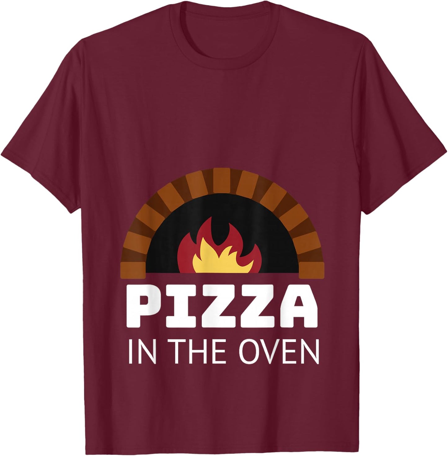 Pregnancy Shirt PIZZA IN THE OVEN Mom Matching Mother to Be T-Shirt - T-Shirt | Maroon