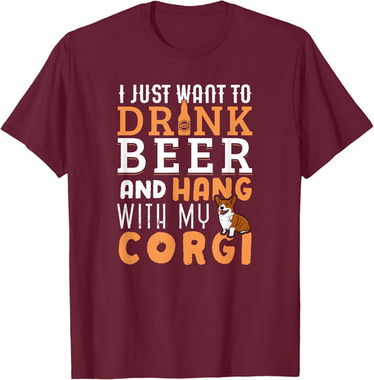 Funny Father's Day Corgi Papa Dog Lovers Shirt Men Women T-Shirt - T-Shirt | Maroon