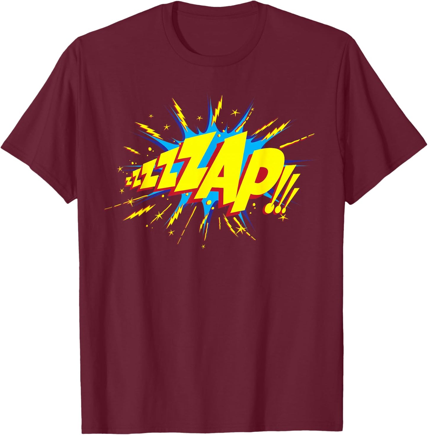ZAP! Comic Sound Effect T-Shirt - T-Shirt | Maroon