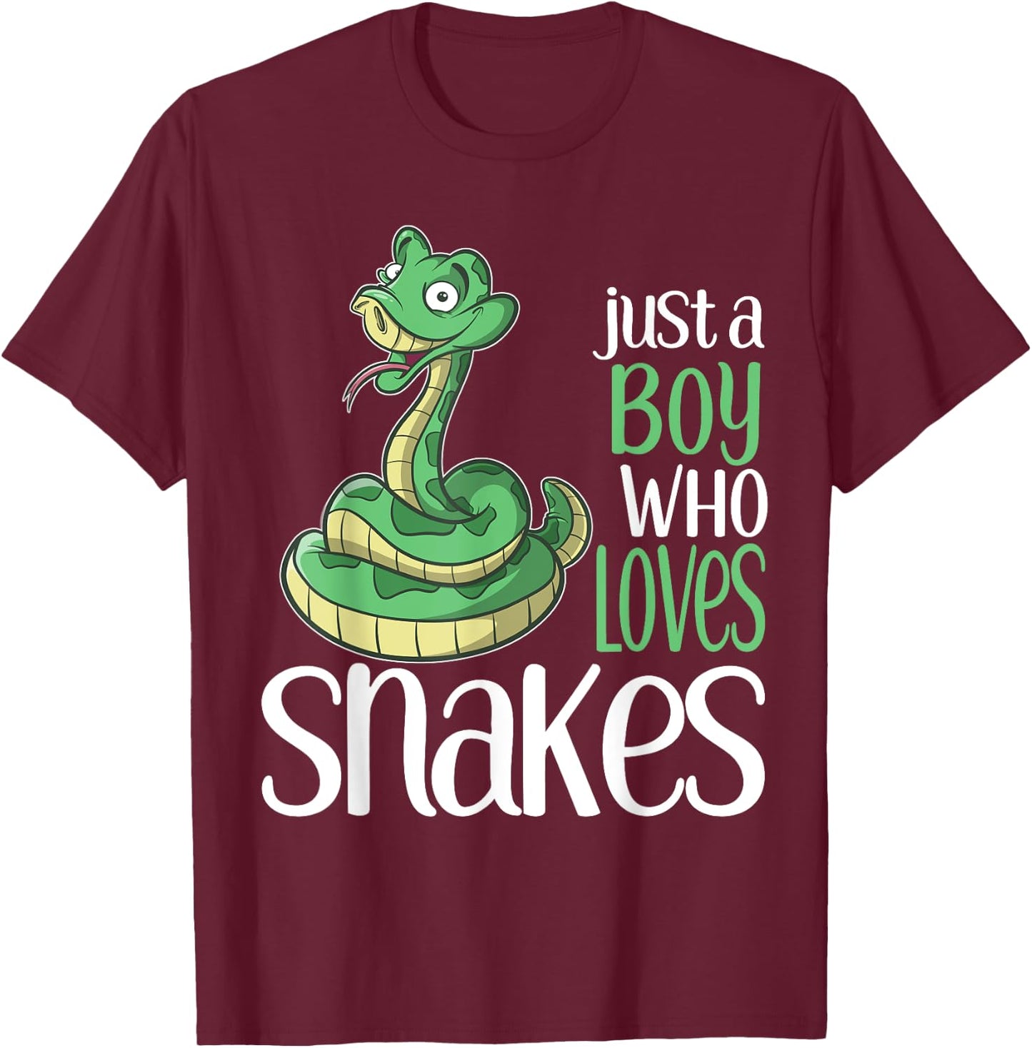 Just a Boy Who Loves Snakes Gift T Shirt for Kids and Boys T-Shirt - T-Shirt | Maroon