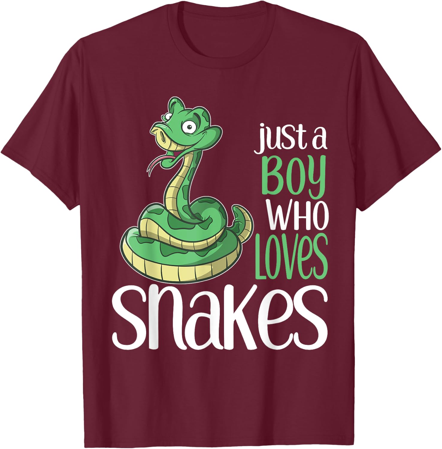 Just a Boy Who Loves Snakes Gift T Shirt for Kids and Boys T-Shirt - T-Shirt | Maroon