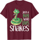 Just a Boy Who Loves Snakes Gift T Shirt for Kids and Boys T-Shirt - T-Shirt | Maroon