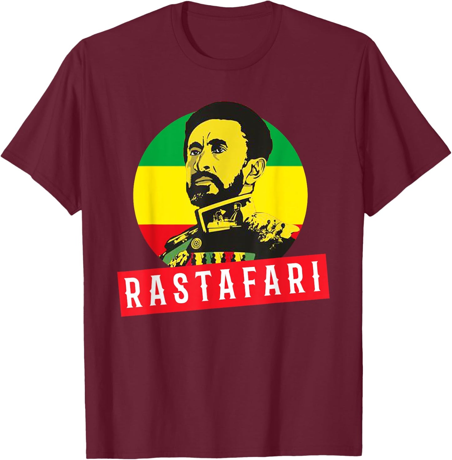Jah Rastafari Reggae Roots shirt Haile Selassie T shirt T-Shirt - T-Shirt | Maroon