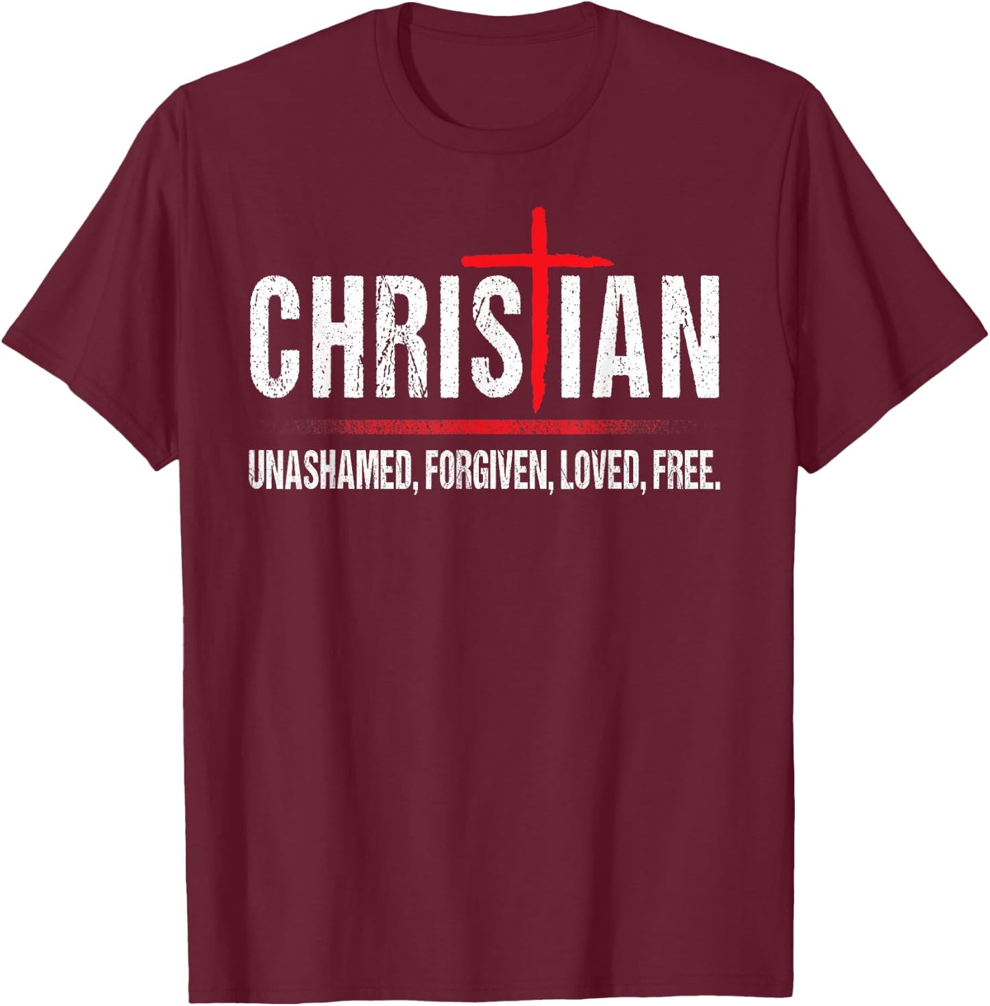 Christian Jesus Unashamed Cross T-Shirt - T-Shirt | Maroon