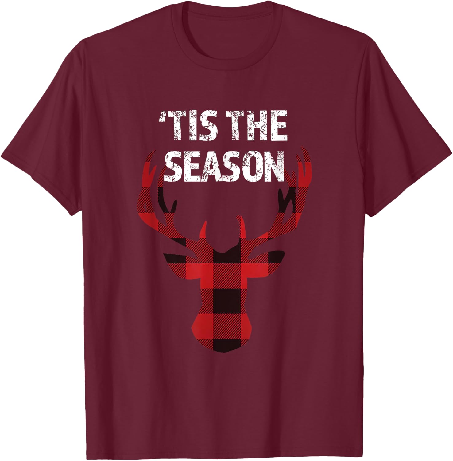 'Tis the Season funny Christmas Buck Deer Men's T-Shirt - T-Shirt | Maroon