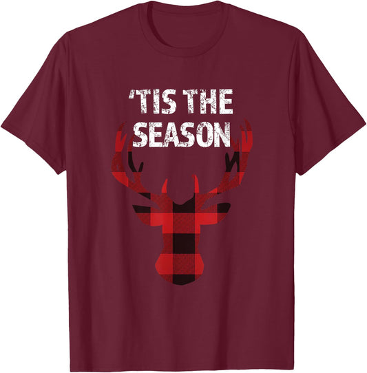 'Tis the Season funny Christmas Buck Deer Men's T-Shirt - T-Shirt | Maroon