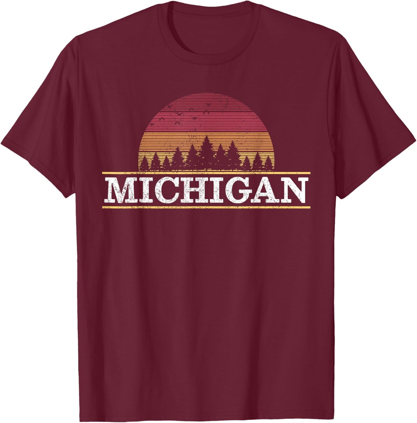 Michigan Vintage Retro Nature Outdoor Souvenir Gift T-Shirt - T-Shirt | Maroon