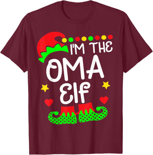 I'm The Oma Elf Shirt Christmas Family Elf Costume T-Shirt - T-Shirt | Maroon