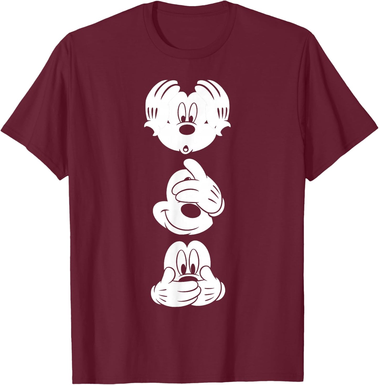 Disney - Mickey Mouse Three Faces T-Shirt - T-Shirt | Maroon