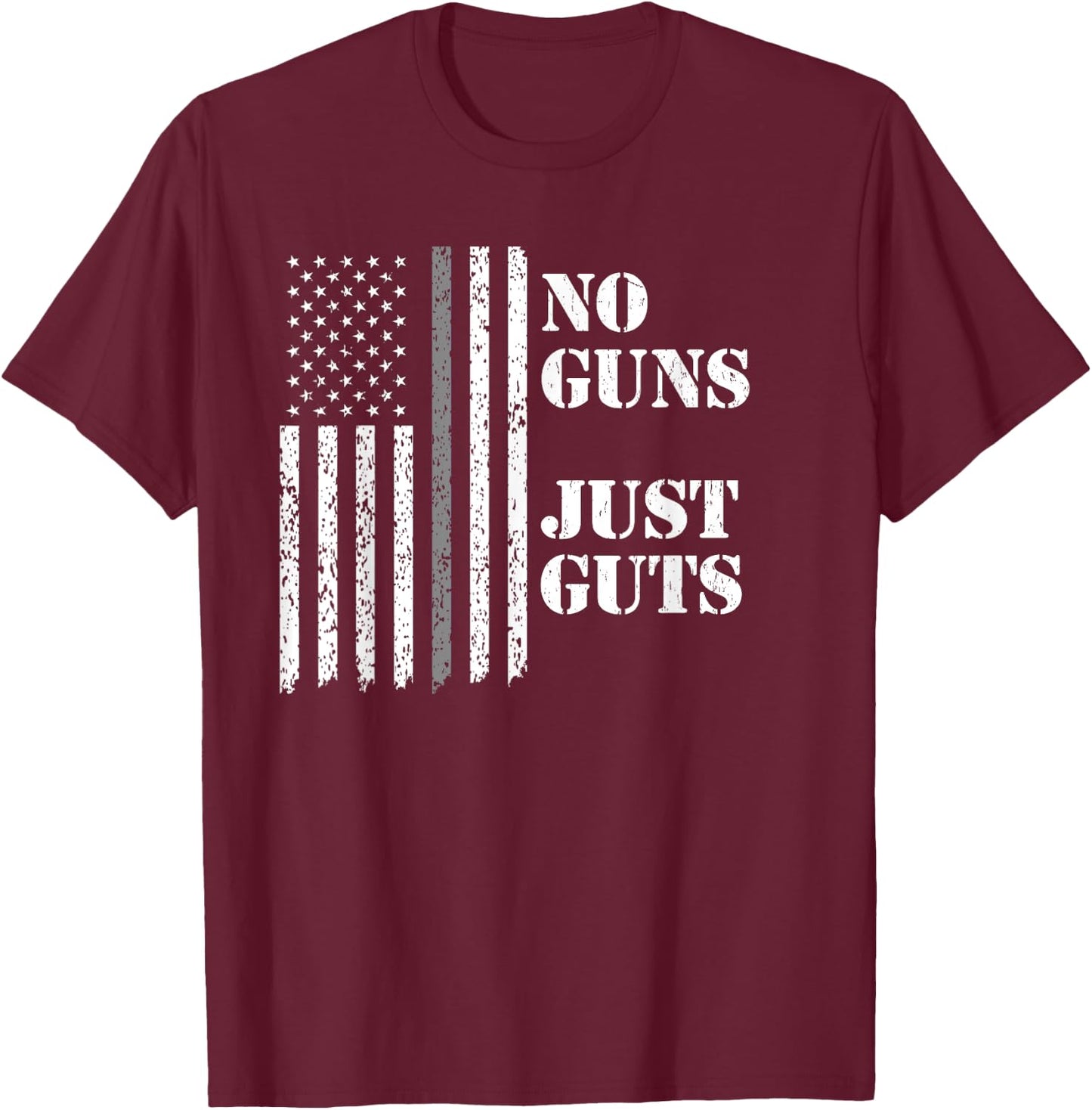 Corrections Officer Shirt, No Guns Just Guts, Gray Line T-Shirt - T-Shirt | Maroon