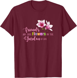 Women T Shirt Cute Best Friend Friendship Flower Girls T-Shirt - T-Shirt | Maroon