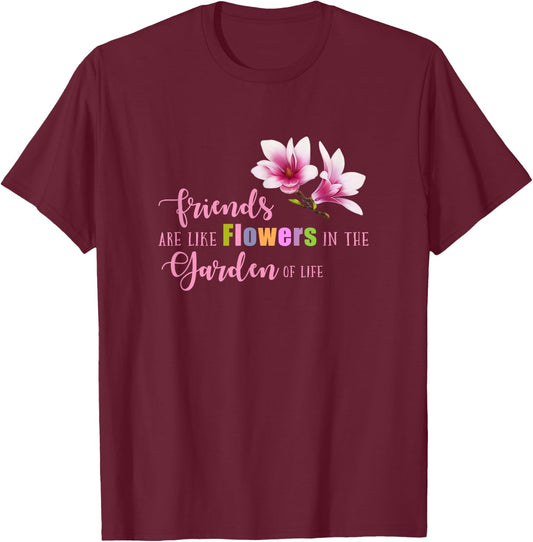 Women T Shirt Cute Best Friend Friendship Flower Girls T-Shirt - T-Shirt | Maroon