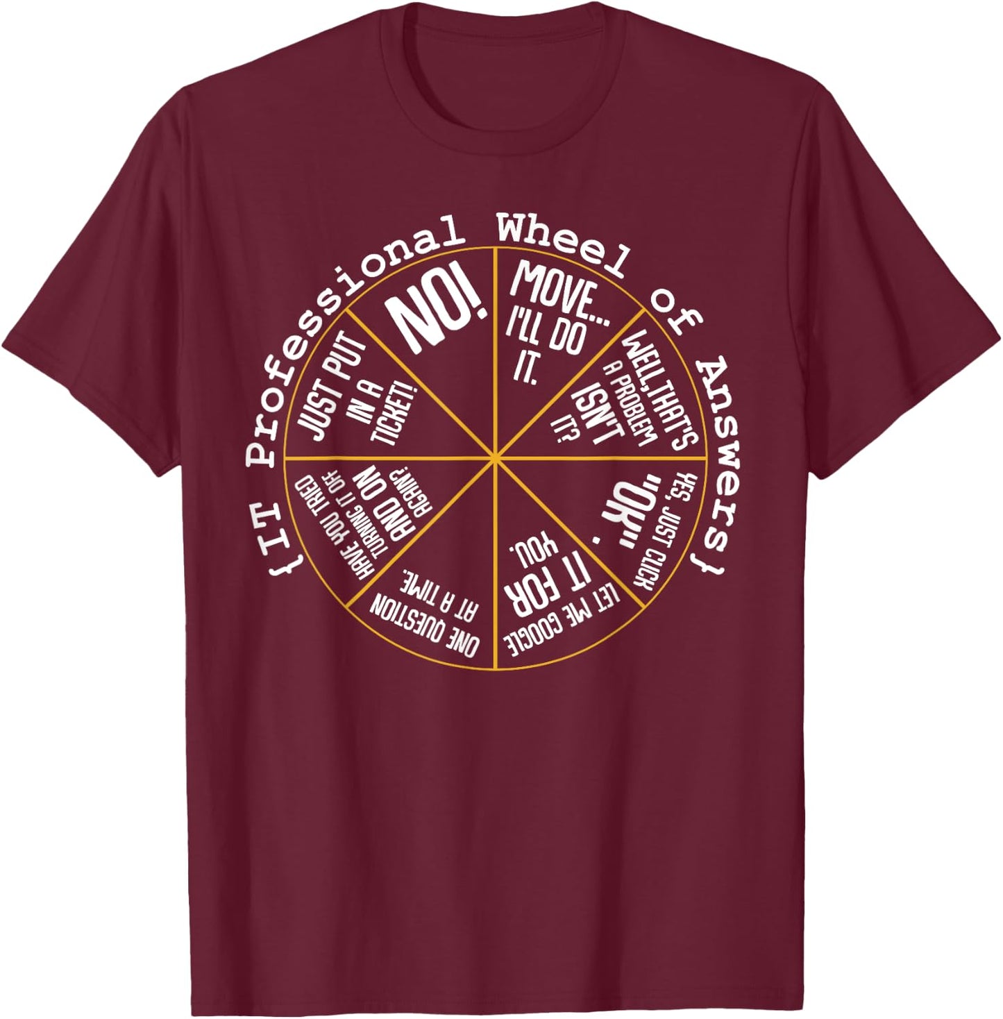 IT Professional Funny Wheel of Answers Tech Employee Job T-Shirt - T-Shirt | Maroon