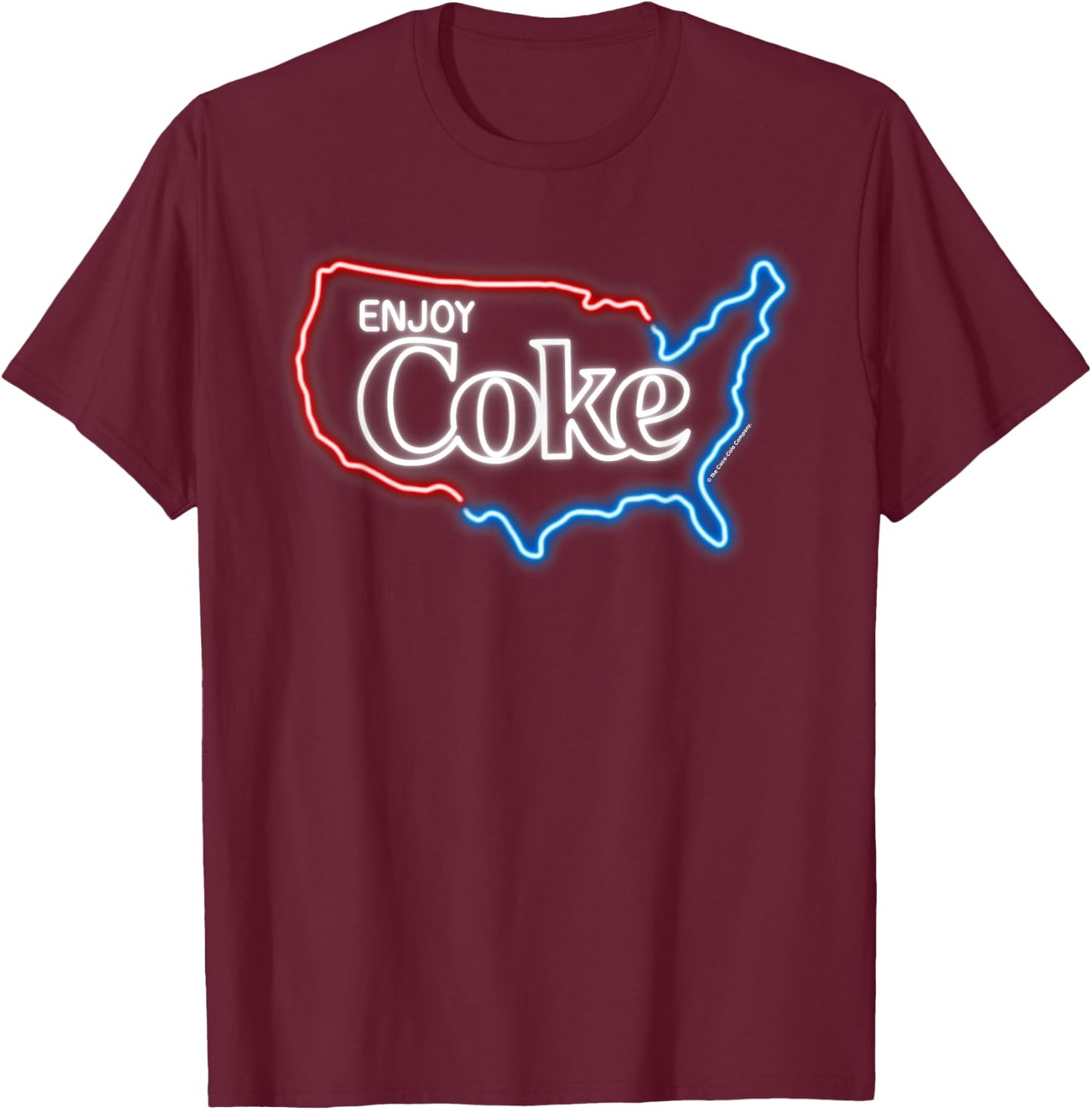 Coca Cola Enjoy Coke Neon USA T-Shirt - T-Shirt | Maroon