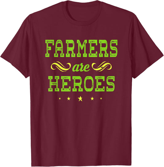 Gifts for Farmers, Farmers are Heroes T-Shirt - T-Shirt | Maroon