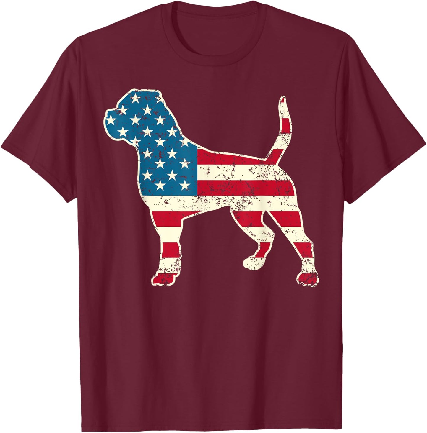 American Bulldog 4th of July Dog Lover Men USA American Flag T-Shirt - T-Shirt | Maroon