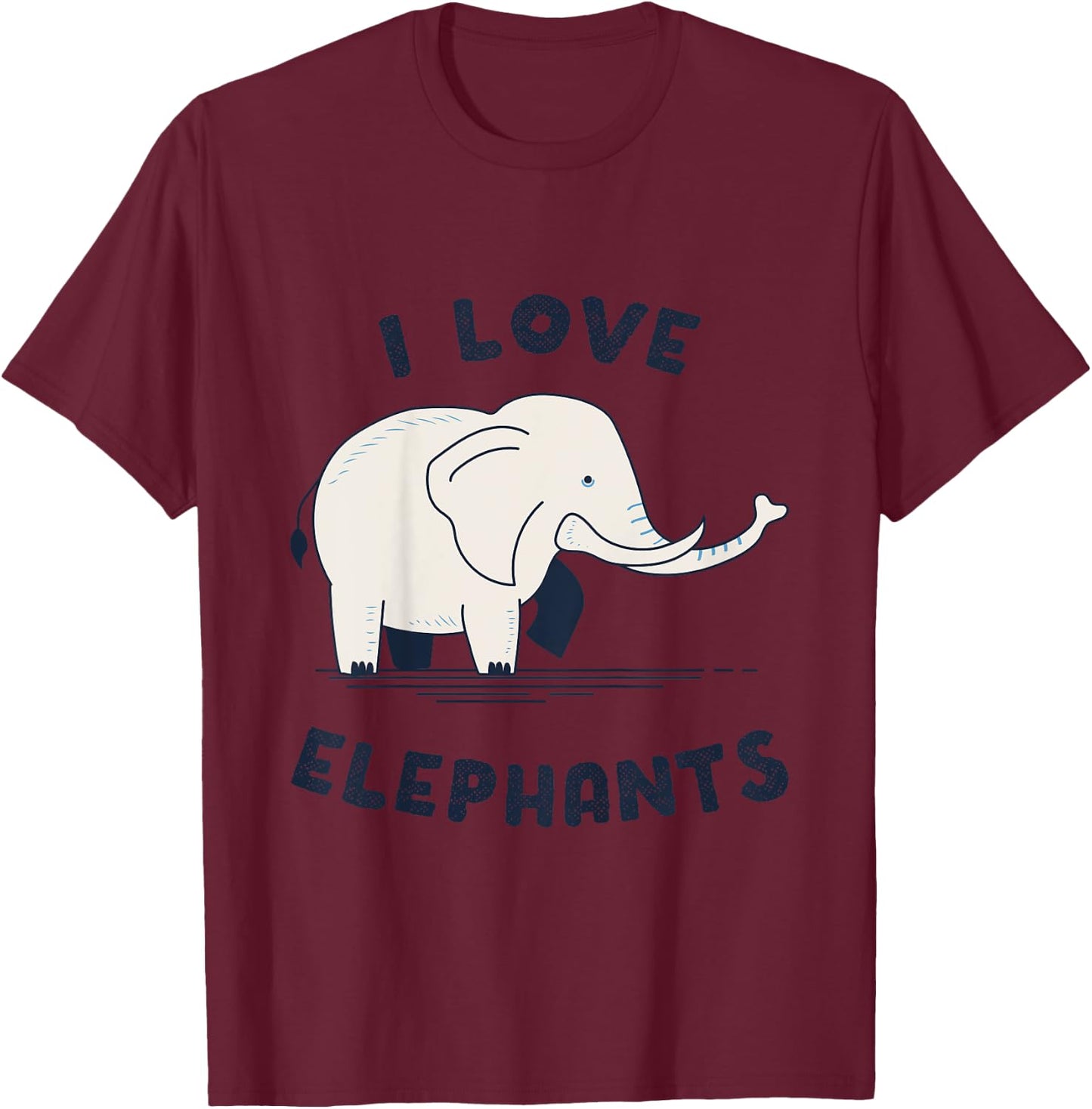 I Love Elephants T-Shirt - T-Shirt | Maroon